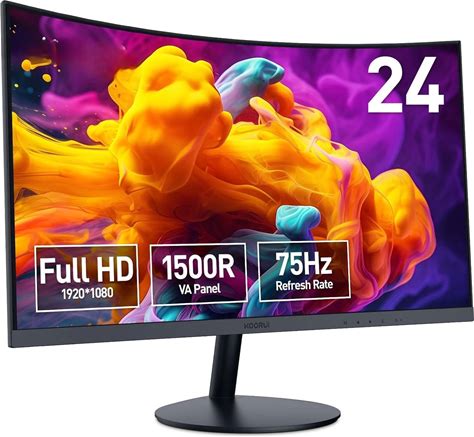 24 Inch Curved Monitor, Full HD 1080P Curved Computer Monitor, 1500R Screen, HDMI VGA, Tilt
