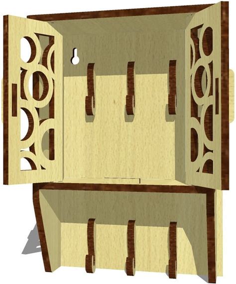 Decorative Wooden Key Box Template, Laser Cut Entrace Hall Wall Key Hanger, Digital Files SVG, DXF, CDR, Ai, Pdf Home Decor Vector Template