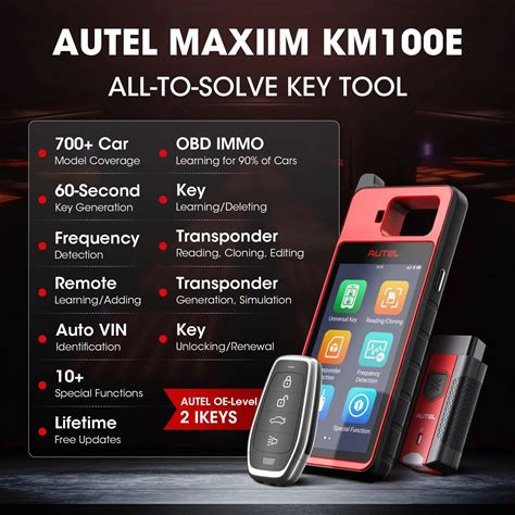Autel Maxiim KM100E Key Fob Programmer Universal Key Generator Kit Key Programming Tools Free Update