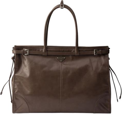 Prada Bonnie Leather Tote Bag - Grey