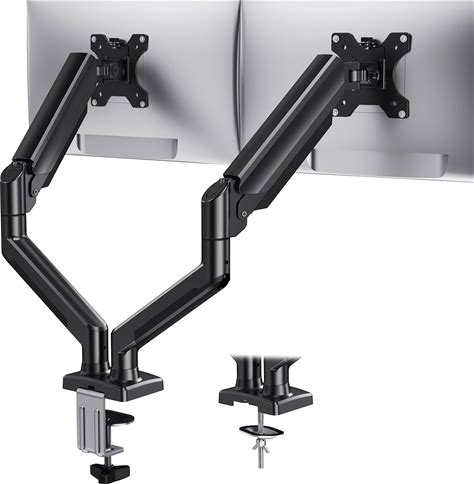 HUANUO Dual Monitor Mount For 2 Monitors Up To 32 Inches, Each Arm Holds Max 22Lbs, Dual Monitor Stand With Advanced System, Height-Adjustable/Tilt/S
