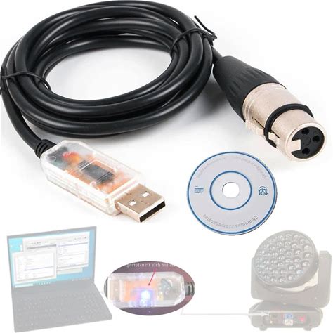 USB-DMX Udmx Cable For Dimmer LED DJ Stage Moving Head Lights Landscape Lamp Freestyler Q-Light DMX512 DMX-IN To PC Cable