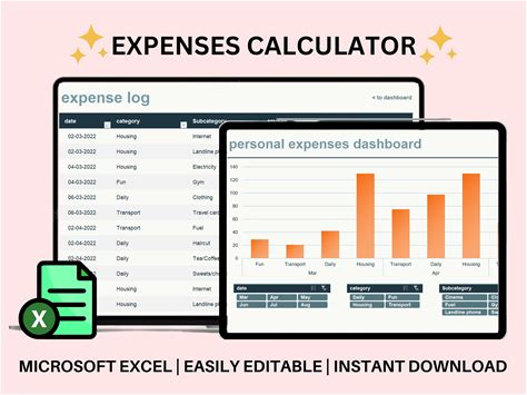 Expense Tracker Spreadsheet, Personal Finance Excel Template (Digital Download)