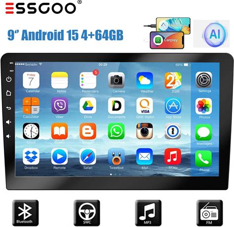 Essgoo Android15 GPS Car Stereo Double DIN Head-Unit 4G+64G Wireless Carplay AI. ESSGOO. Black. Car Audio In-Dash Units.