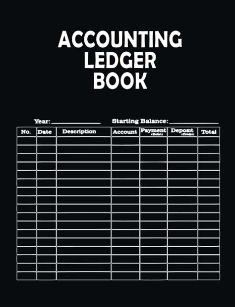 Ledger Book: General Ledger Accounting Book, Journal Entries Notebook With Columns For Date, Account, Momo, Debit , And Credit.