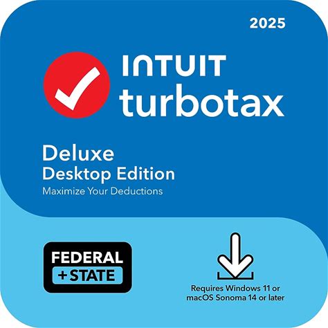 Turbotax Deluxe Desktop Edition 2025, Federal & State Tax Return For 1 User, Windows & Mac, Download (INT940800V145)