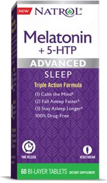 Natrol Advanced Sleep Melatonin + 5 HTP Bi-Layer Tablets, 60 Ct