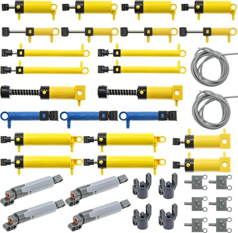 35Pcs Pneumatic-Technic-Parts Kit Compatible With Lego-Pneumatic Cylinders-Air-Pump Pressure Rod Switch Piston Hose Technic Linear Actuator MOC-Replacement-Parts.