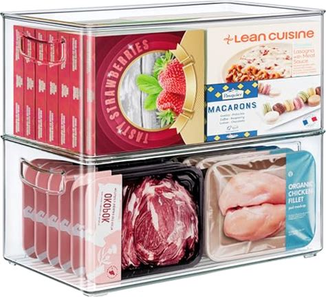 8 PACK Freezer Organizer Bins Clear Stackable Storage Bins With Side Handles For Fridge Organization And Storage Home Organization Must Haves(2 PACK)