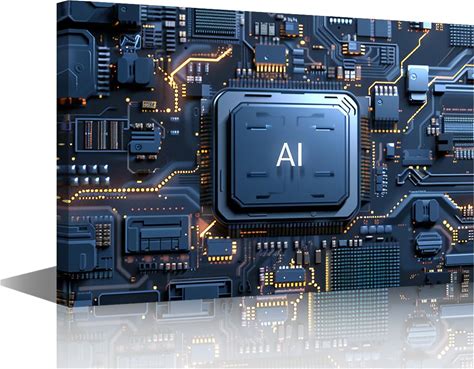 Wall Decor State-Of-The-Art AI Processor Canvas Wall Art Computer Motherboard Modern Artwork For Office Electronic PC Picture Print On Canvas Framed