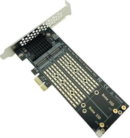 Pcie To M2 NVME Adapter Card Pcie X1 2Port NVME M Key SSD Converter M.2 PCI Express X1 Adapter Expansion Card Riser