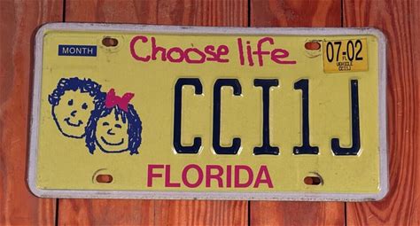 Florida License Plate Choose Life Florida Expired Vintage. US: Florida.