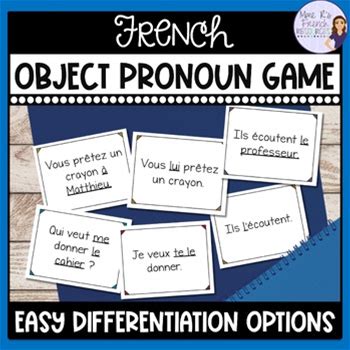 French Object Pronouns Game: Direct & Indirect Object Activity Core & Immersion