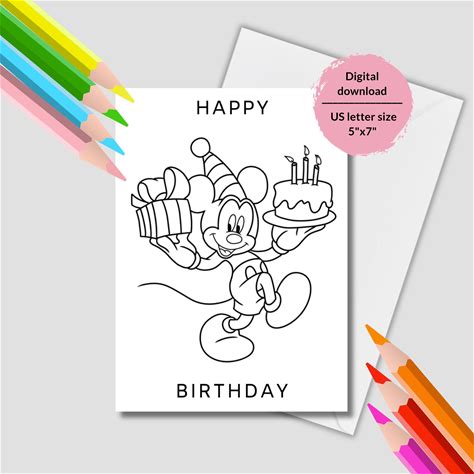 Printable Mickey Mouse Coloring Pages. Birthday Mickey Mouse Craft. Coloring Birthday Mickey Mouse Printable. Colouring Mickey Mouse Pages.