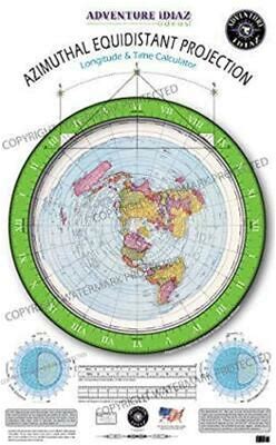 Azimuthal Equidistant Projection Of The World - Flat Earth Map (No