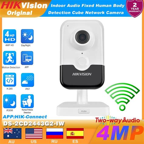Hikvision DS-2CD2443G2-IW 4MP WIFI Cube POE IP Camera Acusense Line Crossing Intrusion 2-Way Audio