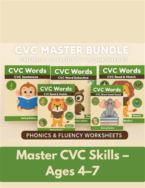 CVC Word Bundle - 5 Short Vowel Phonics Games | Printable CVC Practice | Kindergarten Literacy Centers | PDF Word Work Activities 55 Pages