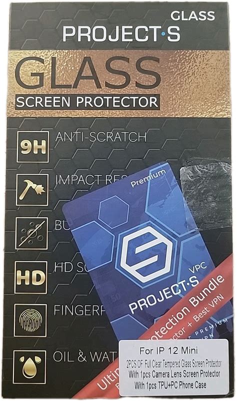Project-S Glass For IP 12 Mini 5.4" (Clear Case + 2X Screen Protectors + Lens