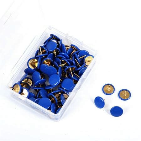 100Pcs Metallic Color Bulletin Drawing Tacks Point Notice Board Decorative Thumb Tacks Round Push Pins Map Tacks Cork Board Tacks BLUE