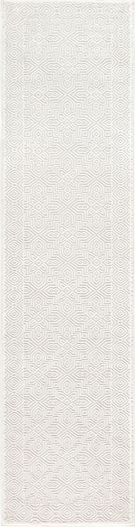 TOWN & COUNTRY LUXE Maya Medallion Tile Neutral Indoor Runner Area Rug With High-Low Texture, Ivory/Greige, 1'9"X7'2"