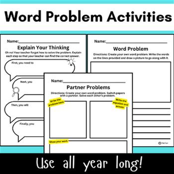 Word Problem And Explain Your Thinking Templates To Use All Year