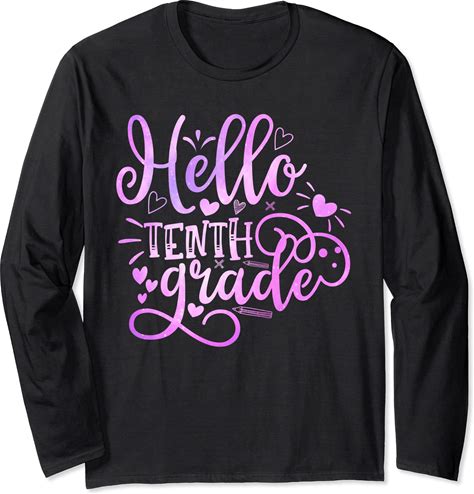 Hello Tenth Grade 10th Grade Team Back To School Teacher Kid Long Sleeve T-Shirt