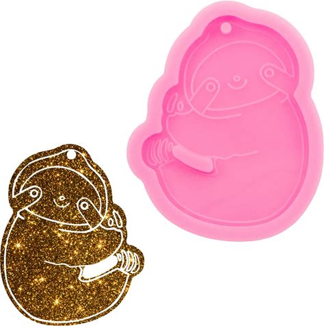 Cute Sloth Shape Silicone Resin Mold, Epoxy Resin Casting Mold, Silicone Mold For DIY Pendant Jewellery Making, Fondant Cake Chocolate Sugarpaste Cra