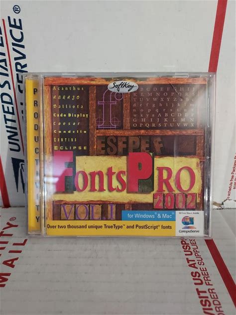 Fonts Pro 2002 Windows & Mac Cd-Rom PC Good Used No Key Codes - 162H