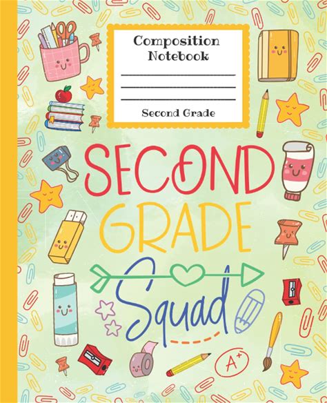 Second Grade Composition Notebook: Wide Ruled Paper, 7.5" X 9.25", 100 Pages: 2nd Grade Squad Journal For Kids, Perfect For School Or Home!