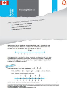 CANADA Math 10: Number Systems & Variables: Complete Unit Bundle