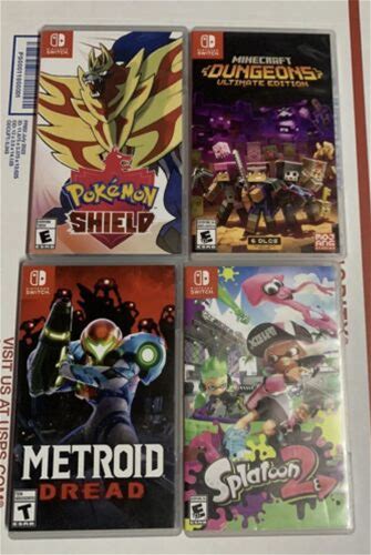 Nintendo Switch Metroid Prime, Pokémon Shield, Minecraft Dungeons,