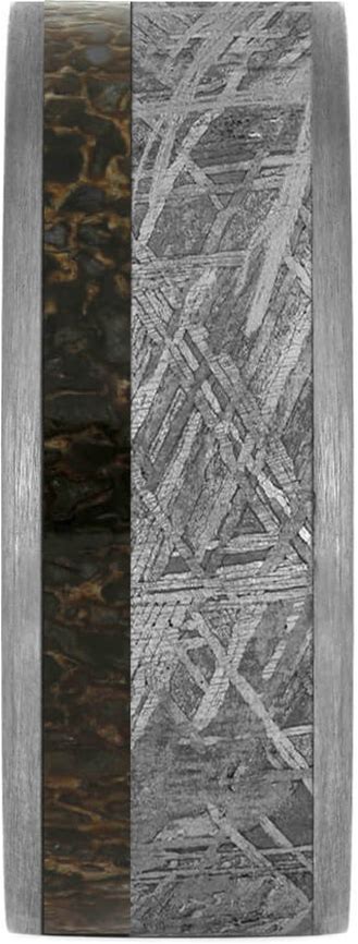 Meteorite Men's Wedding Band - Unique Design 7.5 / Solid (Flat) At Jewelry By Johan