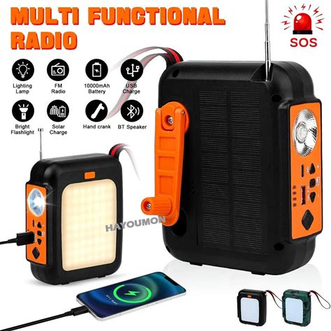 10000Mah Emergency Hand Crank Radio FM Weather Alert Radio 3 Way Powered Hand Crank Solar Radio BT