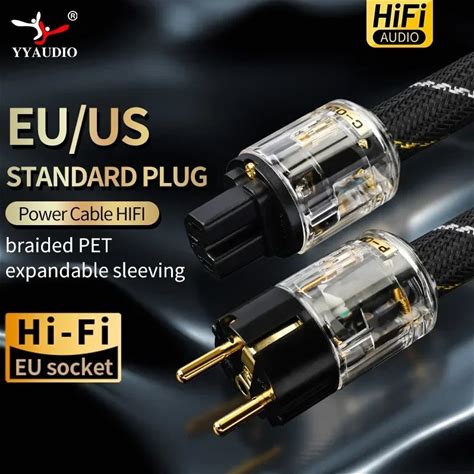 YYAUDIO Hi-End Copper AC Power Cable Hifi Audio US/EU Power Cord Pure Copper Power Cable With