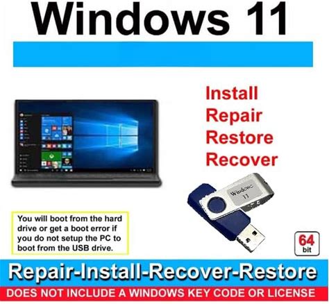Recovery And Repair Usb Drive For Windows 11, 64-Bit,