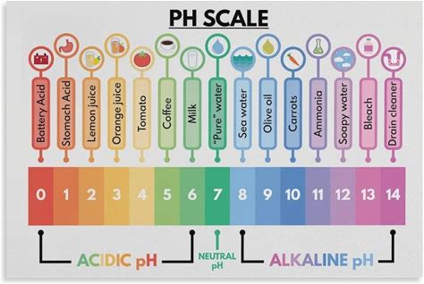 Ph Scale Chart, Chemistry Educational Posters For Classroom, Science Poster For Kids Poster Metal Tin Sign Wall Art Print Poster For Living Room Aest