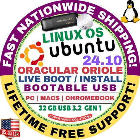 Ubuntu Linux 24.10 Bootable Usb Latest Oracular Oriole Amd64 For Mac & Pc