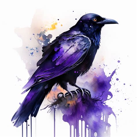 Watercolor Crow Clipart: High-Resolution PNG Graphics (Instant Download