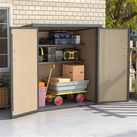Outdoor Tall Storage Shed With 2 Shelves
