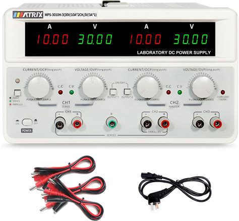 Dc Power Supply Variable 30V 10A, Triple Output Power Supply 615W, MATRIX MPS-3010H-3 Adjustable Linear DC Bench Power Supply 10Mv/1Ma High Resolution
