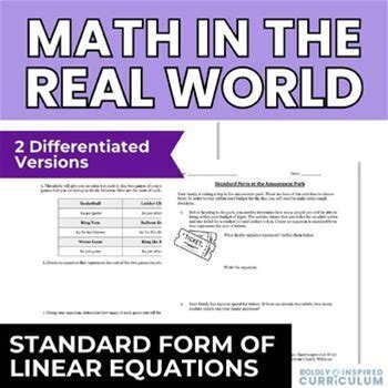 Writing Linear Equations In Standard Form Activity | Algebra 1 Word Problems