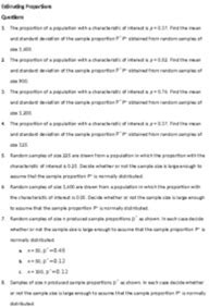 Estimating Sample Proportions AP Statistics Homework/Worksheet