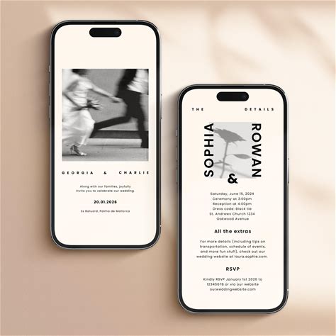 Wedding Digital Invitation Template | Stylish & Clean Modern Classic Minimalist Evite