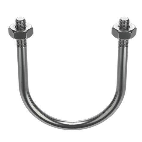 Standard U-Bolt: 1/2"-13 Thread Size, For Pipe Size 4 In, 6 in Inside Ht, Stainless Steel, Plain Model: U17567.050.0400
