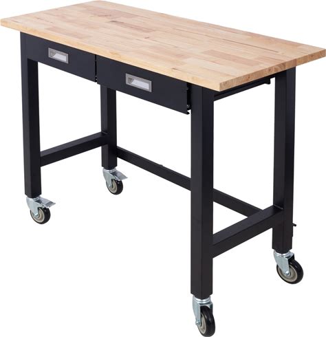 48" Workbench With Drawer Storage And Wheels - Black