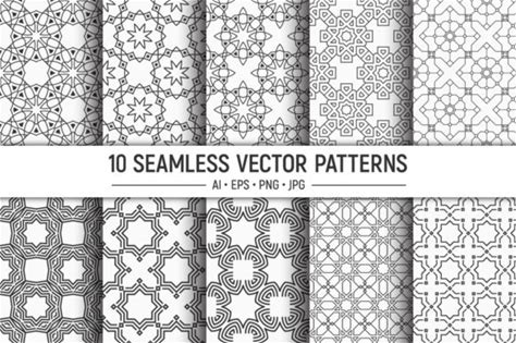 10 Seamless Arabic Geometric Vector Patt