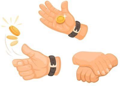 Hand Flipping Coin Symbol Set Cartoon
