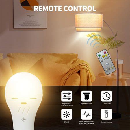 Fefefw-Rechargeable Light Bulbs With Remote Control,700Lm,2600Mah Battery Emergency Light Bulb For Power Outage And Camping Outdoor, 3 Level Dimmable,