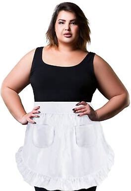 Plus Size 100% Cotton Vintage Kitchen Waist Apron With Two Pockets