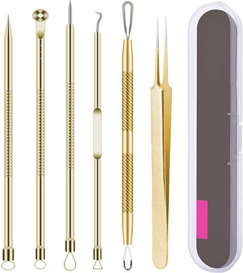 Pimple Popper Tool Kit, 6 Pcs Blackhead Remover Acne Needle Tools Set Removing Treatment Comedone Whitehead Popping Zit